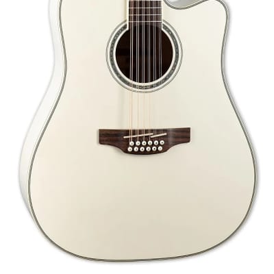 Takamine White 12 String Acoustic Electric Dreadnought Cutaway Guitar w/Case GD37CE-12 PW image 2