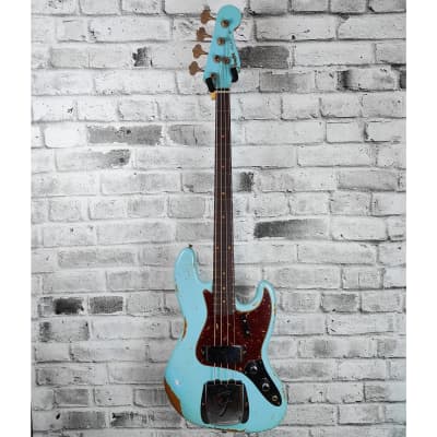 Fender Custom Shop 1961 Jazz Bass Heavy Relic, 3A Rosewood Fingerboard, Faded Aged Daphne Blue for sale