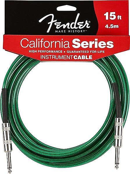 Fender California Instrument Cable, 15', Surf Green 2016 image 1