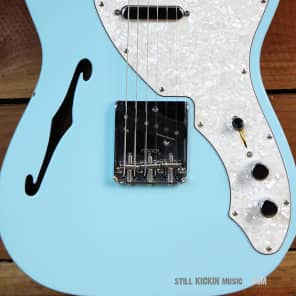 FREE SHIP! FENDER 69 TELECASTER THINLINE + OHSC Rare Daphne Blue F-Hole 7 Pound Tele Guitar image 6