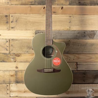Fender Newporter Player Acoustic/Electric Guitar Olive Green | Reverb