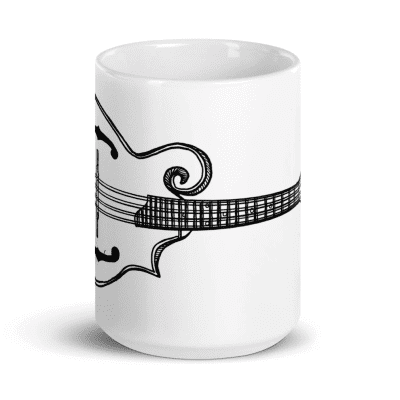 Bellavance Ink 15 Oz Coffee Mug With F-Style Mandolin Pen And Ink Drawing White image 2