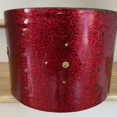 Ludwig 1960s 9x13 Tom Drum Shell 3 Ply Red Sparkle Rewrap Project Drum image 2