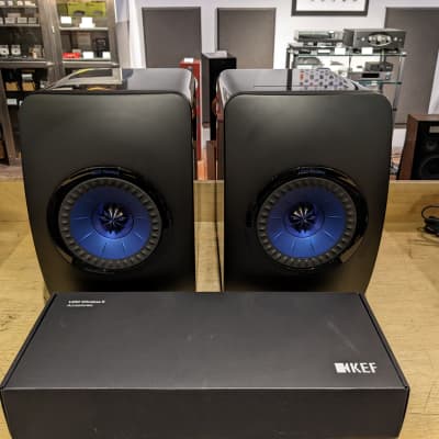 KEF LS50 Wireless Speakers w/ Original Box & Accessories - Gloss Black/Blue image 2