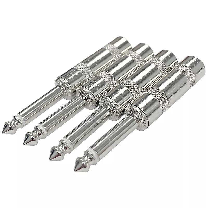 4 Pack Of Small Barrel 1/4" Male Ts Cable Connectors image 1