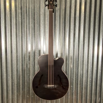 Aria Pro FEB-F2/FL 4 String Acoustic Electric Fretless Bass Black Stain & Bag #9506 image 2