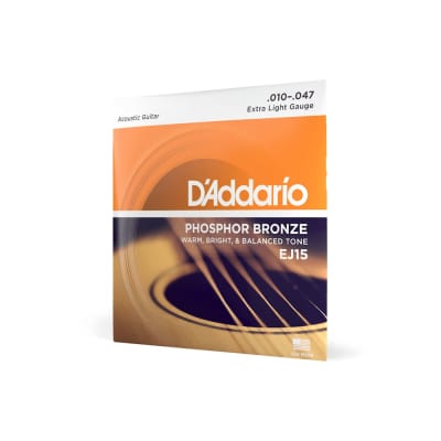 D’Addario EJ15 Extra Light Phosphor Bronze Acoustic Guitar Strings 10-47 image 1