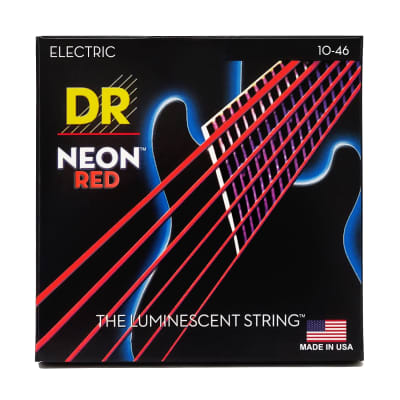 DR Strings Hi-Def Neon Red Colored Electric Guitar Strings: Medium 10-46 image 2