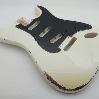4lbs 2oz Nitro Lacquer Aged Relic Olympic White S-Style Vintage Custom Guitar Body image 2