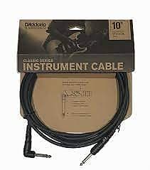 D'Addario Planet Waves Classic Series Instrument Cable 10ft 1/4 to 1/4 Right Angle PW-CGTRA-10 image 1