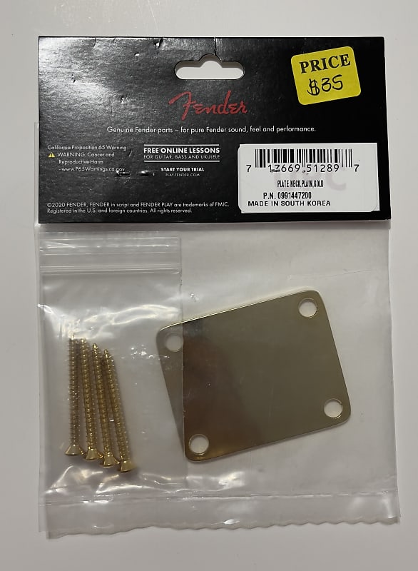 Fender Genuine Parts Gold Neck PlaT | Reverb