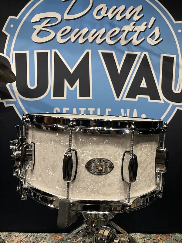 Rogers - 14x6.5" Dyna-Sonic Bread and Butter Lug Snare Drum, Reissue 2010's - White Marine Pearl image 1