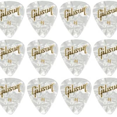 Gibson White Pearloid Guitar Picks 12 Pack Heavy for sale