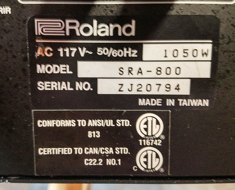 Roland SRA-800 1300 Watt Stereo Power Amplifier