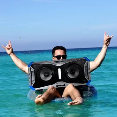 Gemini Sound SoundSplash 400W Floating Waterproof Wireless Bluetooth Speaker, LED Light Show, Dual 8” Woofers & NFC Pairing - Perfect for Pool Parties, Beach, Travel & Home Fun (Blue/Gray) image 2