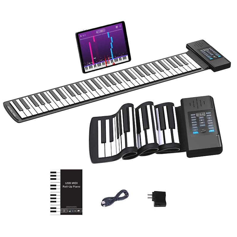 61-Key Roll Up Piano, Rechargeable Portable Piano Keyboard