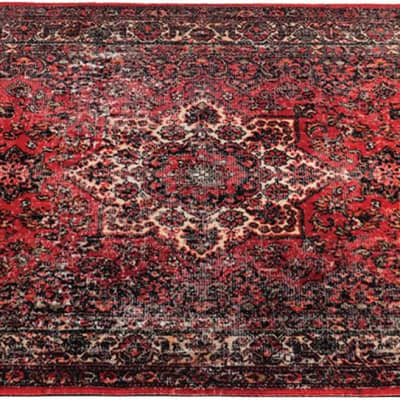 DRUMnBASE Vintage Persian Style Drum Rug 4.26' x 3' Black Red