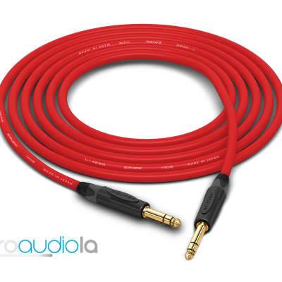 Canare Quad Cable L-4E6S | Neutrik Gold 1/4" TRS to 1/4" TRS | Red 50 Feet | 50 Ft. | 50'