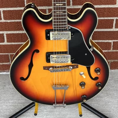 1970’s  Univox Coily  335 Copy Electric Guitar Sunburst image 3