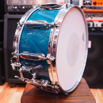 Tama 1465 snare drum See thru blue image 4