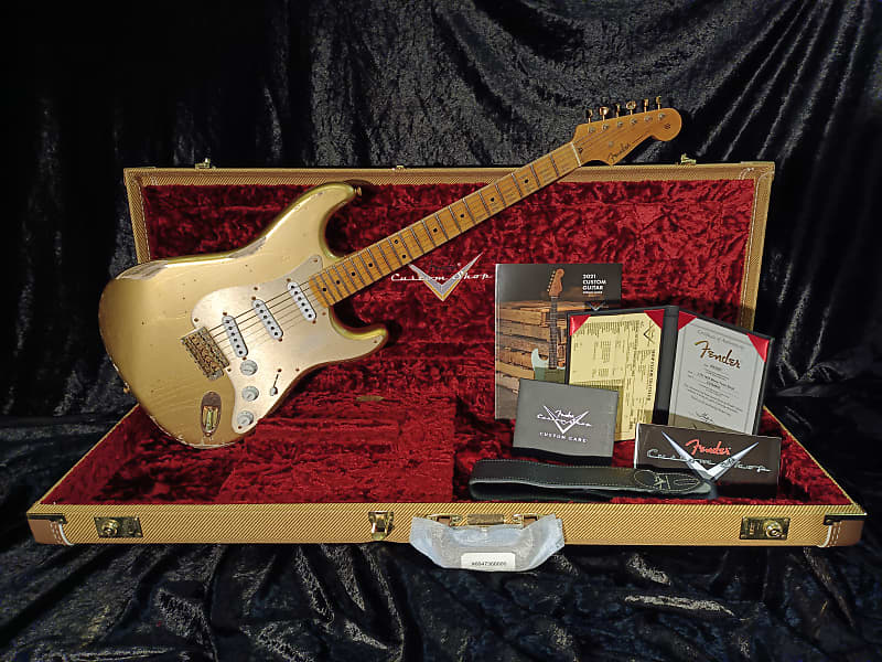Fender CS 55 Strat MN Gold Relic - Gold image 1