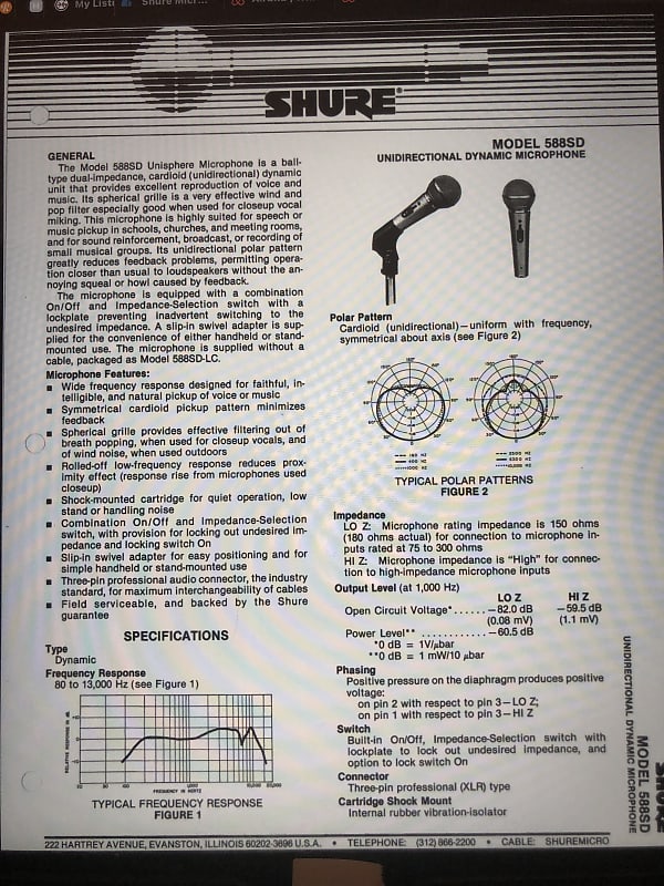 Shure 588 SD Unisphere B Microphone