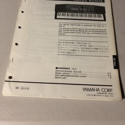 Yamaha  PSR-38 Portatone Service Manual 1990