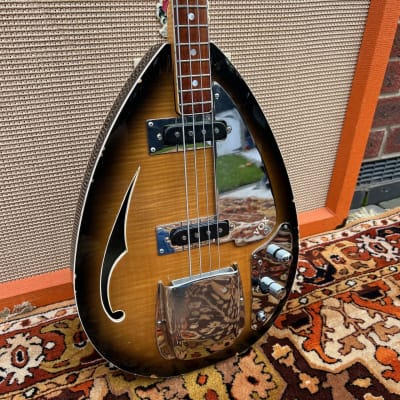 Vintage 1960s Vox Teardrop Original Bill Wyman Sunburst Electric Bass Guitar for sale