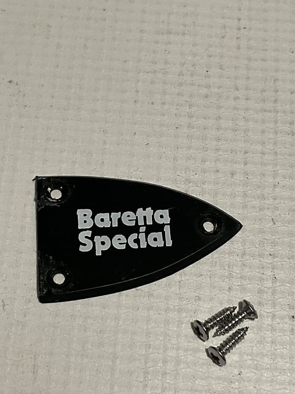 2020 Era Kramer Baretta Special Guitar Black Truss Rod Cover 1 Ply White Lettering image 1