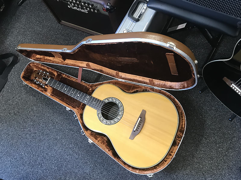 Ovation Folklore 1614 acoustic 12 fret guitar made in USA 1981 in Natural excellent condition with original hard case & case candy. image 1