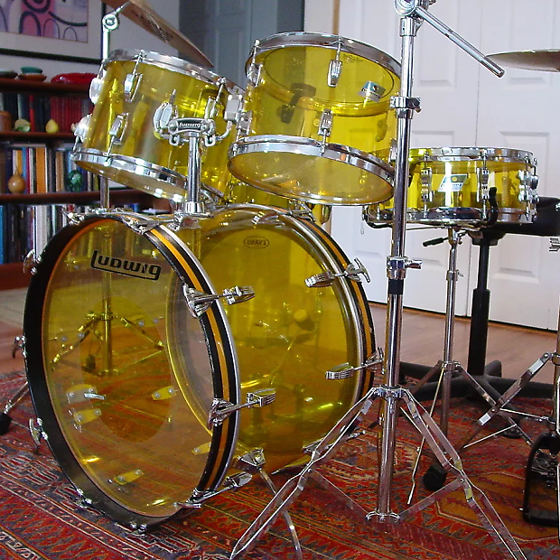 1970s Ludwig Vistalite Big Beat Drum Set with Single-Color Finish image 2