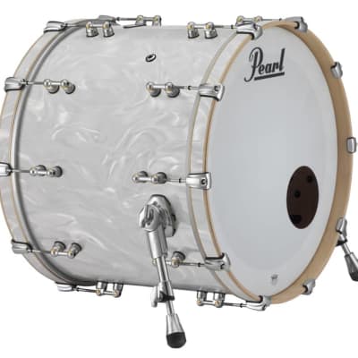 Pearl Music City Custom Reference Pure 24x18 Bass Drum W/ Mount WHITE SATIN MOIR image 1