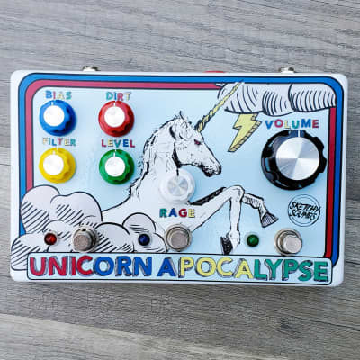Sketchy Sounds Unicorn Apocalypse Fuzz/Distortion Guitar Pedal - RGB White Special Edition image 1