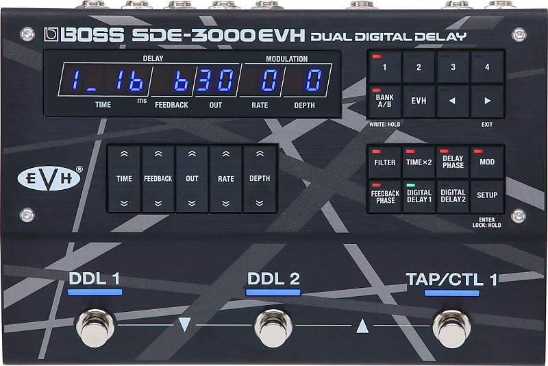 Boss SDE-3000EVH Dual Digital Delay Pedal w/ EVH Stripes, EVH's Presets image 1