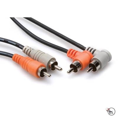 Hosa CRA-202R Stereo Interconnect Cable Dual Right-Angle RCA to Dual RCA (2m, 6.6ft)