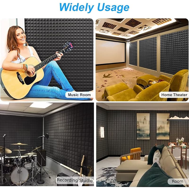 Thick Acoustic Foam Panels, 12 X 12 X 2 Inch 18 Pcs Broadband Sound  Absorbing Foam, Dense Soundproof Padding Tile, Recording Studio Foam  Absorber, Groove Decorative 3D Wall Ceiling Panel