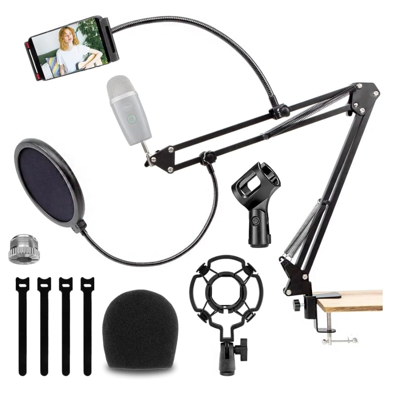 Fifine mikrofon arm stand-heavy duty boom arm, suspensjon saks justerbar  mikrofon stativ, for opptak av spill podcasting-bm63