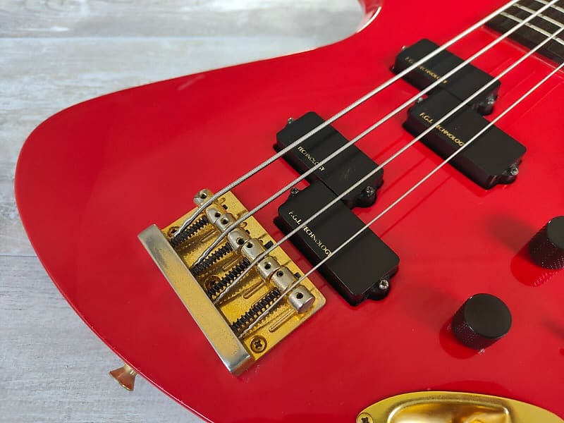 1990's Burny MB-95Y Neckthrough Mockingbird Bass (Red)