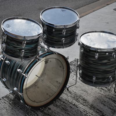 Vintage Ludwig Standard S-330 Drum kit 1970s in Blue Strata - 12, 13, 16, 22 image 2