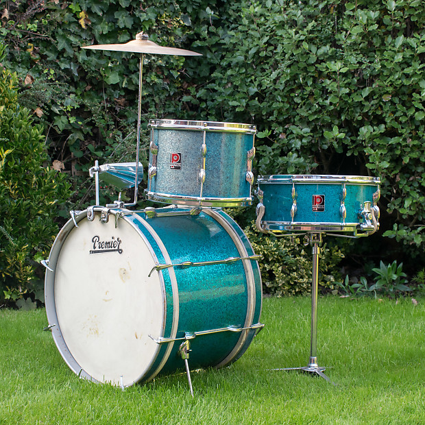 1950's Premier 50 Outfit Drum Kit in Aquamarine Sparkle 12x8 20x14 14x5.5 Royal Ace Snare Drum image 1