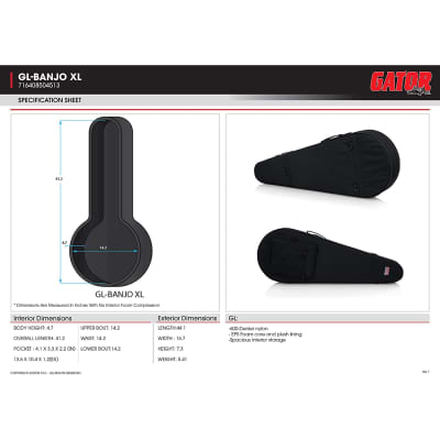 Gator GLBANJOXL Rigid EPS Polyfoam Lightweight Case for Banjos image 11