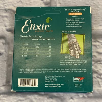 Elixir Nanoweb Medium Extra Long Scale 45-105 Bass Strings image 2