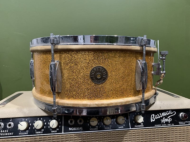 1950s Gretsch “dixieland” 5x14 Gold Sparkle 3ply Vintage Reverb