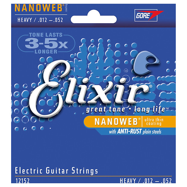 Elixir 12152 Nanoweb Nickel Plated Steel Electric Guitar Strings - Heavy (12-52) image 1