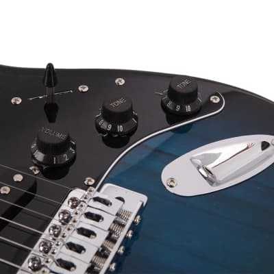 Glarry GST Stylish Electric Guitar Kit with Black Pickguard Dark Blue image 7