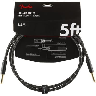 Fender Deluxe Instrument Patch Cable, 1.5m/5ft, Black Tweed for sale