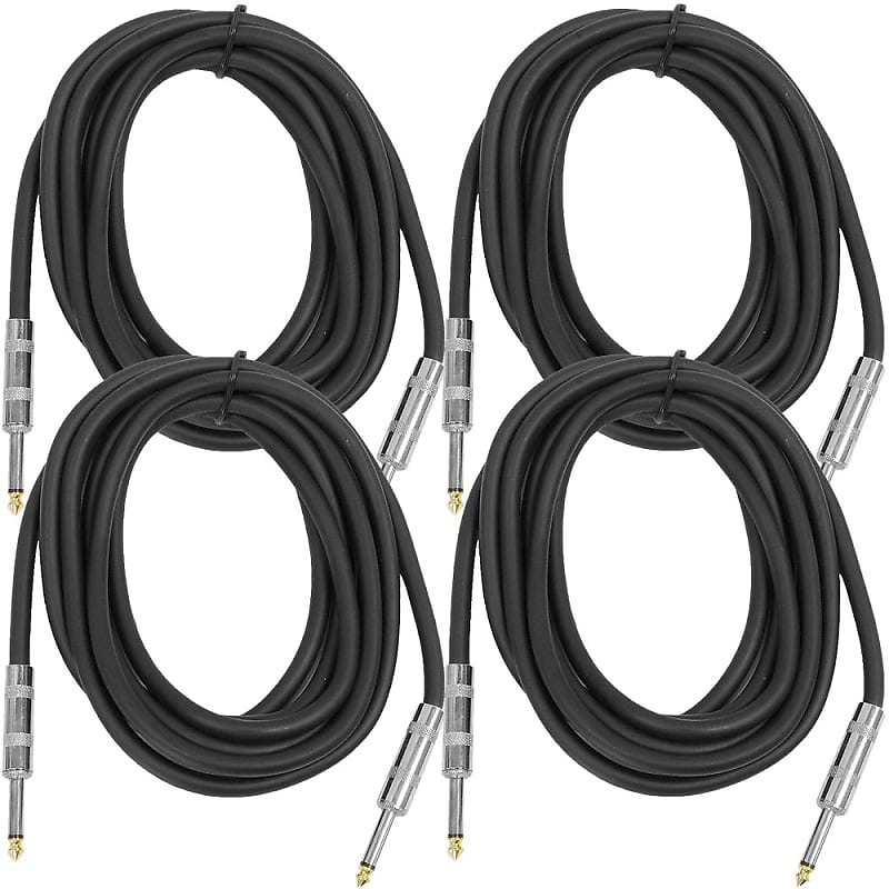 Seismic Audio - (4 Pack) 10 Foot 1/4" to 1/4" Speaker Cables - PA DJ Patch Cords image 1