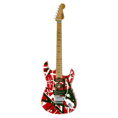 EVH Striped Series Frankenstein Frankie, Maple Fingerboard, Red with Black Stripes Relic image 1