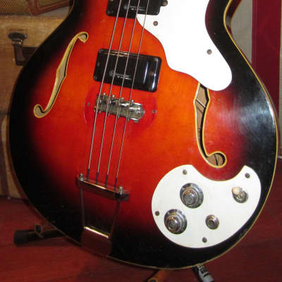 Vintage 1966 Mosrite Celebrity Hollowbody Bass Short Scale Sunburst image 1