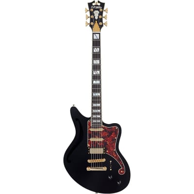 D'Angelico Deluxe Series Bedford SH Electric Guitar With USA Seymour Duncan Pickups and Stopbar Tailpiece Black image 2